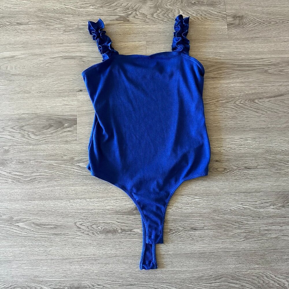 Royal Blue Ribbed Bodysuit Saints 21 - Size Medium